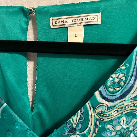 Dana Buchman Large dress green paisley print midi dress flutter sleeve A lined - Picture 8 of 10